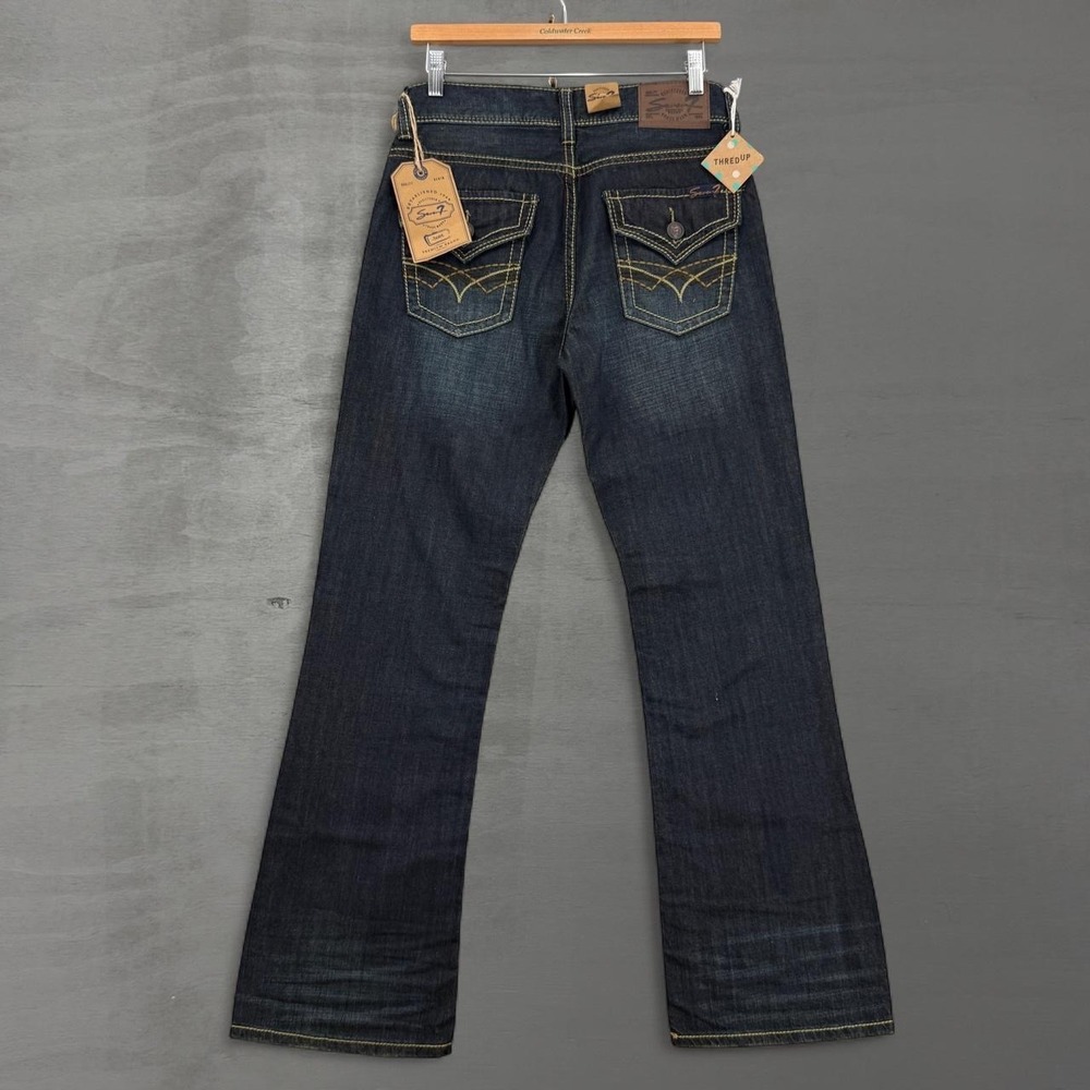 NEW Seven7 Bootcut Jeans Dark Wash Contrast Stitch Flap Pocket 30 x 32